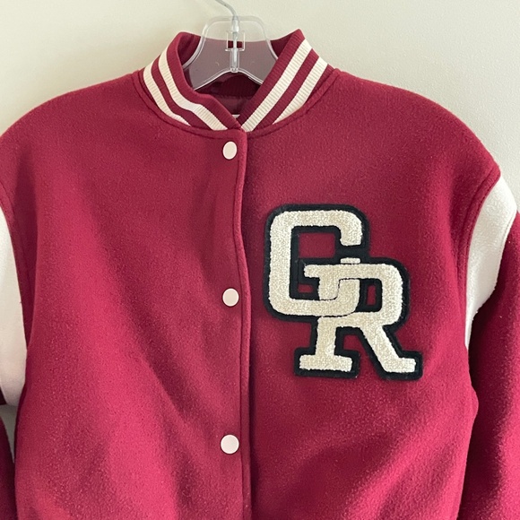 HM Girls Varsity Jacket Sz 18 GR Patch Preppy Letterman Academia Bomber Y2K Coat - Picture 4 of 11